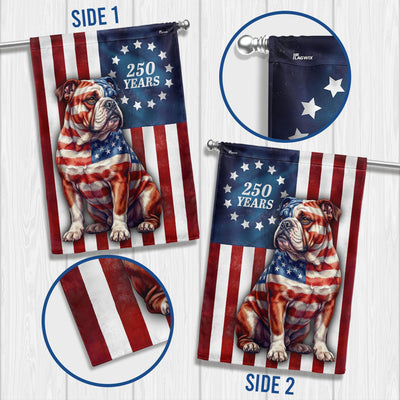 Flagwix Patriotic Bulldog Garden Flag, 250 Years Betsy Ross Flag Decor for Dog Lover