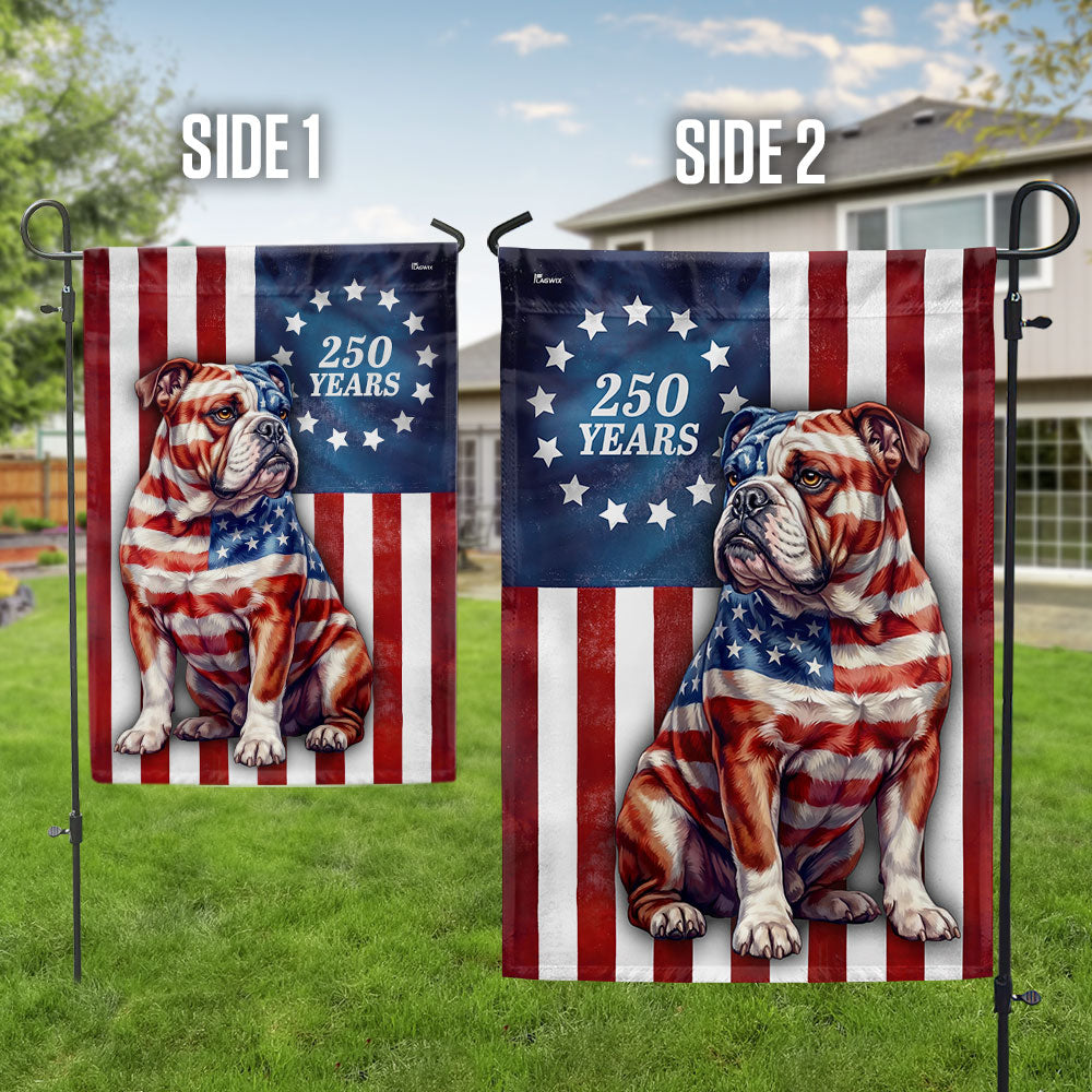 Flagwix Patriotic Bulldog Garden Flag, 250 Years Betsy Ross Flag Decor for Dog Lover