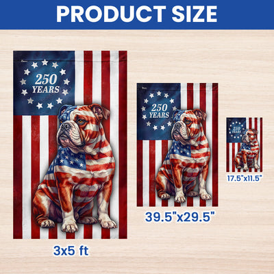 Flagwix Patriotic Bulldog Garden Flag, 250 Years Betsy Ross Flag Decor for Dog Lover
