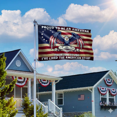 The Spirit of 76 Proud to be an American Bicentennial Grommet Flag, Patriotic 250 Years Semiquincentennial Decor