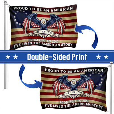 The Spirit of 76 Proud to be an American Bicentennial Grommet Flag, Patriotic 250 Years Semiquincentennial Decor