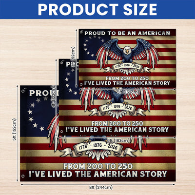 The Spirit of 76 Proud to be an American Bicentennial Grommet Flag, Patriotic 250 Years Semiquincentennial Decor