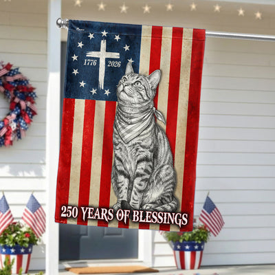 Flagwix Christian Patriotic Cat Garden Flag, 250 Years of Blessings Flag Decor for Cat Lover