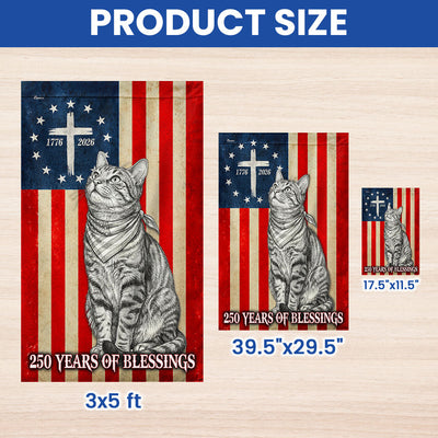 Flagwix Christian Patriotic Cat Garden Flag, 250 Years of Blessings Flag Decor for Cat Lover