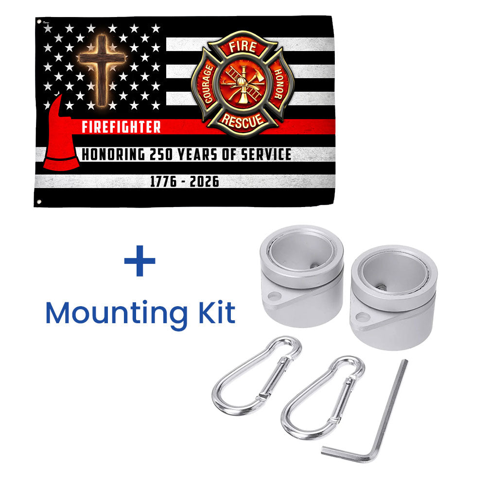 Patriotic Firefighter Cross Grommet Flag, Honoring 250 Years American Flag
