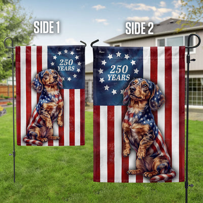 Patriotic American Dog Garden Flag, 250 Years Dachshund Dog Flag Decor