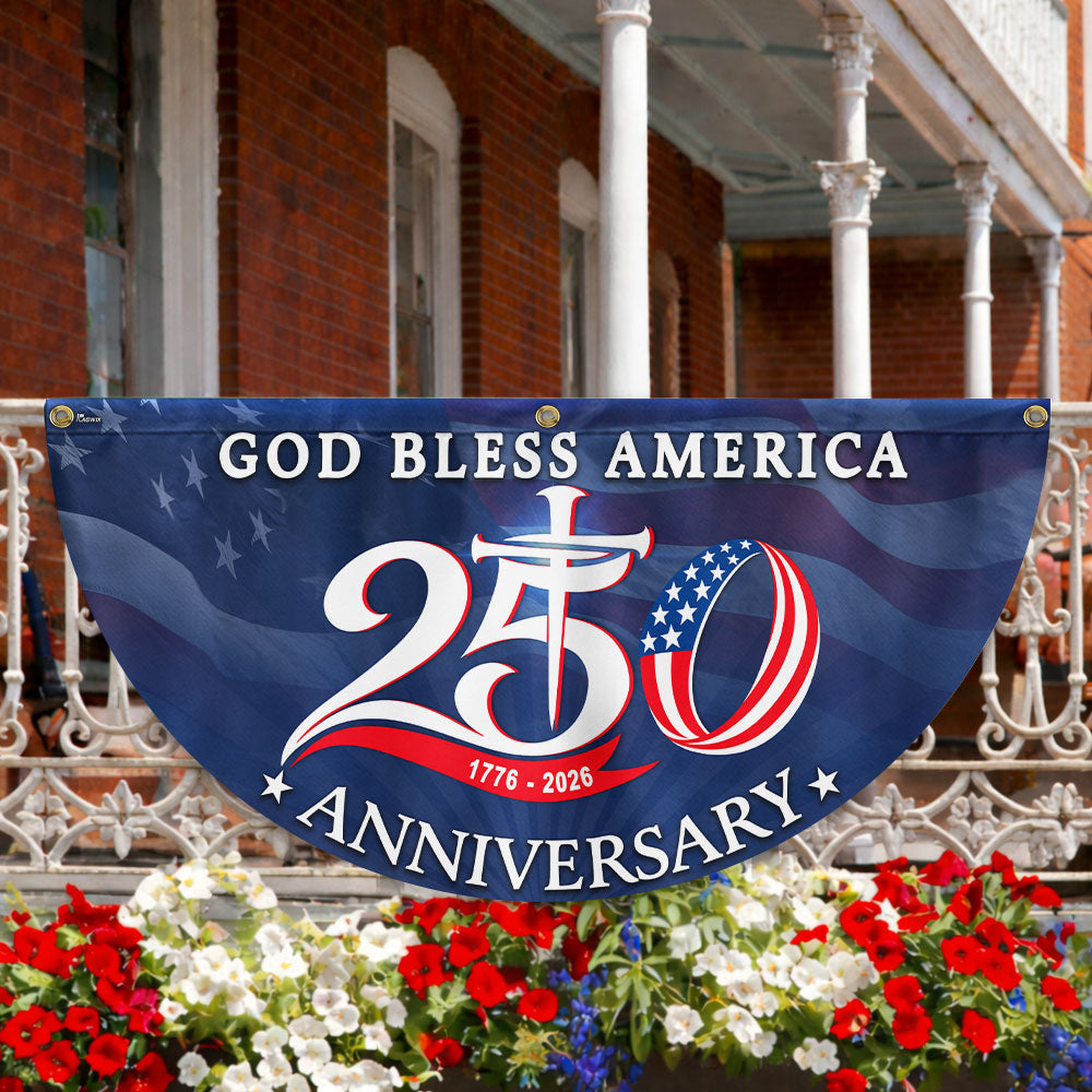 Patriotic God Bless America 1776 2026 Flag, 250 Years Fan Flag Decor