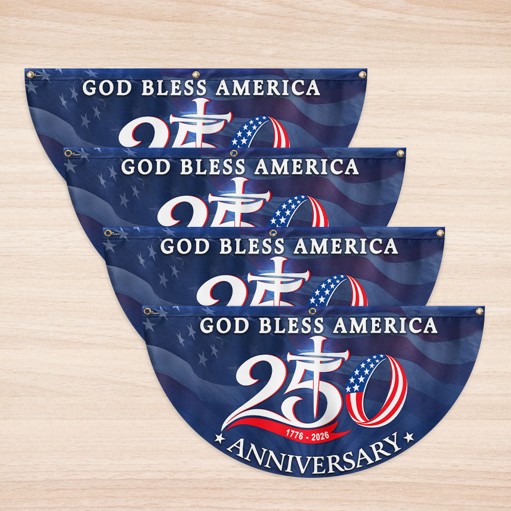 Patriotic God Bless America 1776 2026 Flag, 250 Years Fan Flag Decor