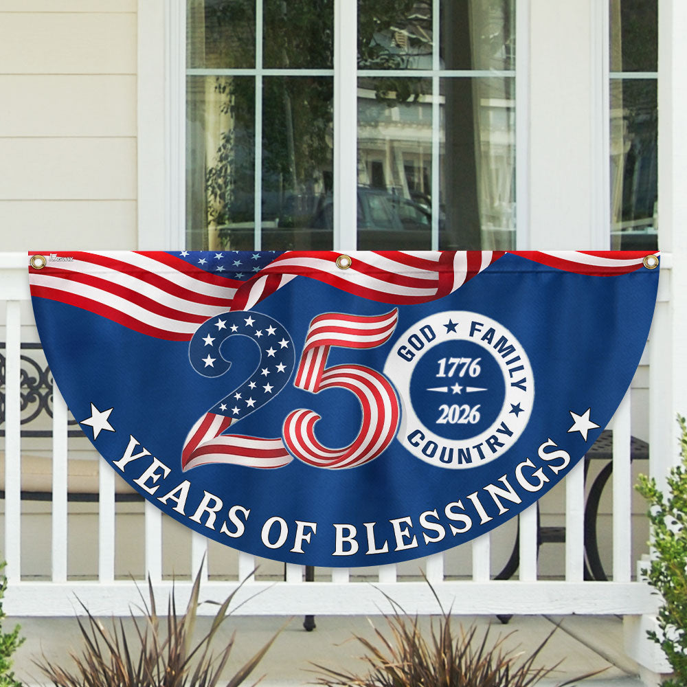Patriotic American Flag God Family Country, 250 Years of Blessings Fan Flag Decor