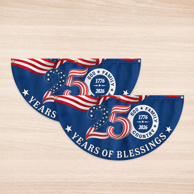 Patriotic American Flag God Family Country, 250 Years of Blessings Fan Flag Decor