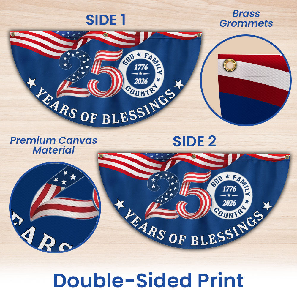 Patriotic American Flag God Family Country, 250 Years of Blessings Fan Flag Decor