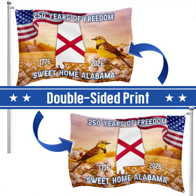America 250th Alabama State Grommet Flag, Sweet Home Alabama 1776 2026 Decor