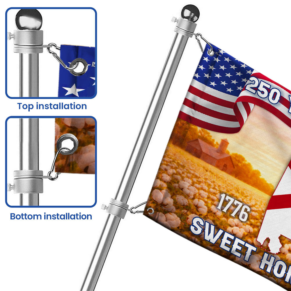 America 250th Alabama State Grommet Flag, Sweet Home Alabama 1776 2026 Decor