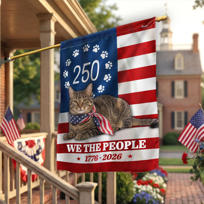 Patriotic Cat Garden Flag, 250 Years 1776 2026 Flag Decor for Cat Lover
