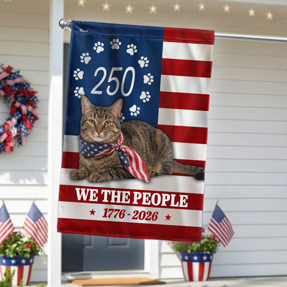 Patriotic Cat Garden Flag, 250 Years 1776 2026 Flag Decor for Cat Lover