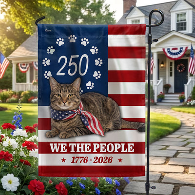 Patriotic Cat Garden Flag, 250 Years 1776 2026 Flag Decor for Cat Lover