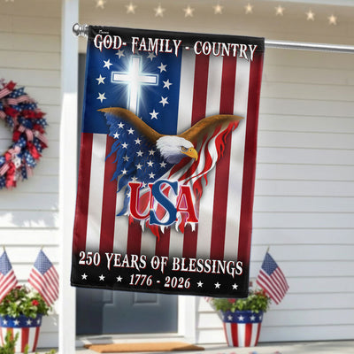 250 Years of Blessing 1776 2026 Flag, USA Patriotic Christian Flag Decor