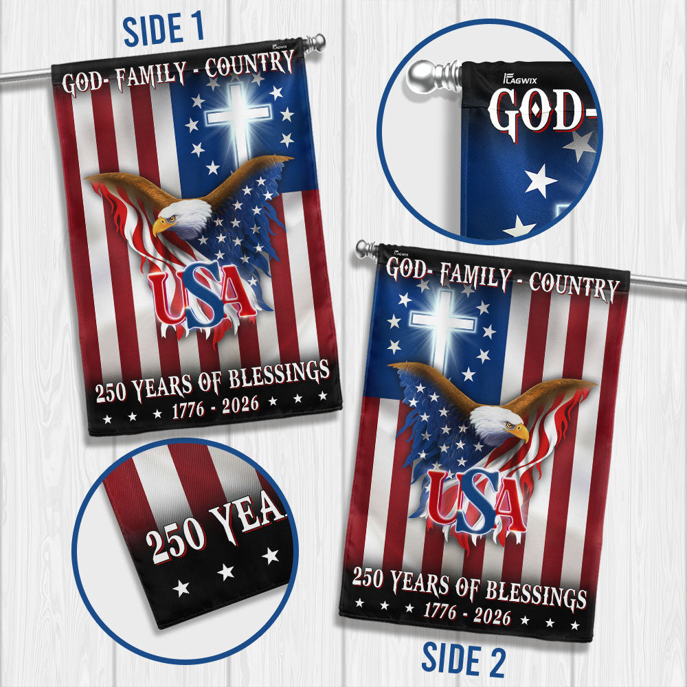 250 Years of Blessing 1776 2026 Flag, USA Patriotic Christian Flag Decor
