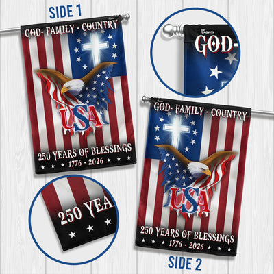 250 Years of Blessing 1776 2026 Flag, USA Patriotic Christian Flag Decor