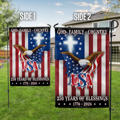 250 Years of Blessing 1776 2026 Flag, USA Patriotic Christian Flag Decor