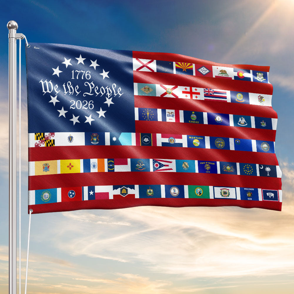 American Flag for 250th Anniversary, We The People 50 States Flag, 1776 2026 Grommet Flag