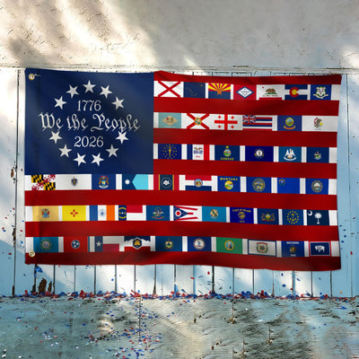 American Flag for 250th Anniversary, We The People 50 States Flag, 1776 2026 Grommet Flag