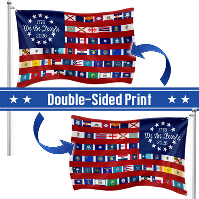 American Flag for 250th Anniversary, We The People 50 States Flag, 1776 2026 Grommet Flag
