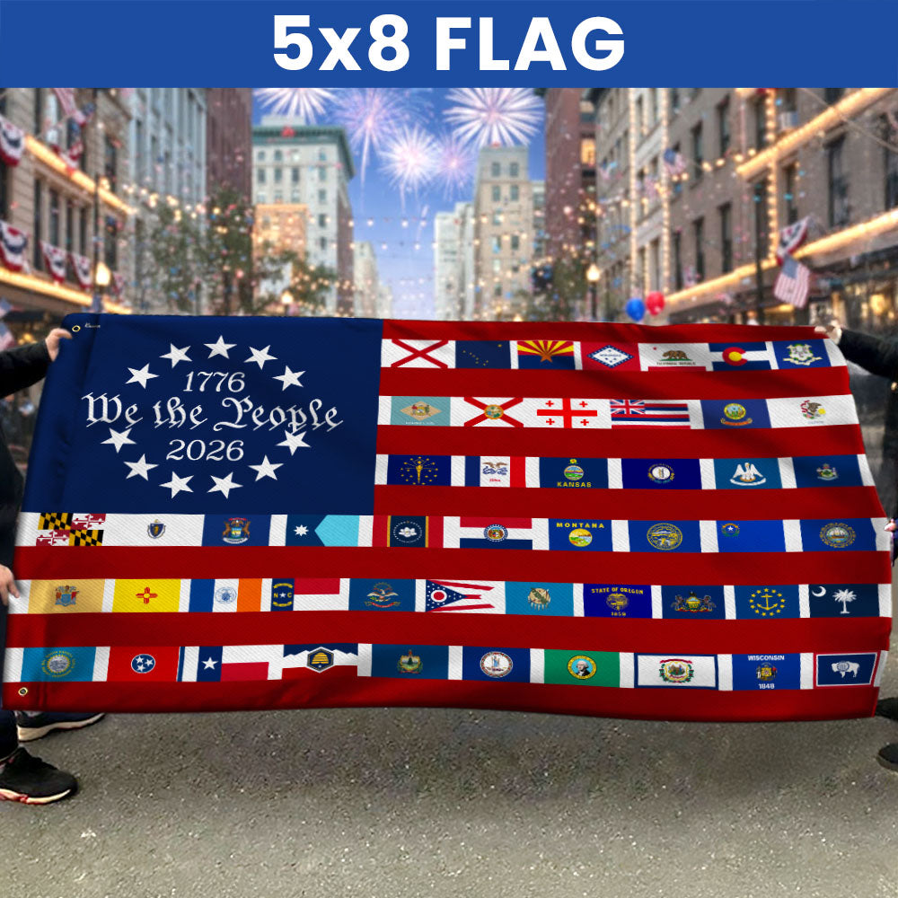 American Flag for 250th Anniversary, We The People 50 States Flag, 1776 2026 Grommet Flag