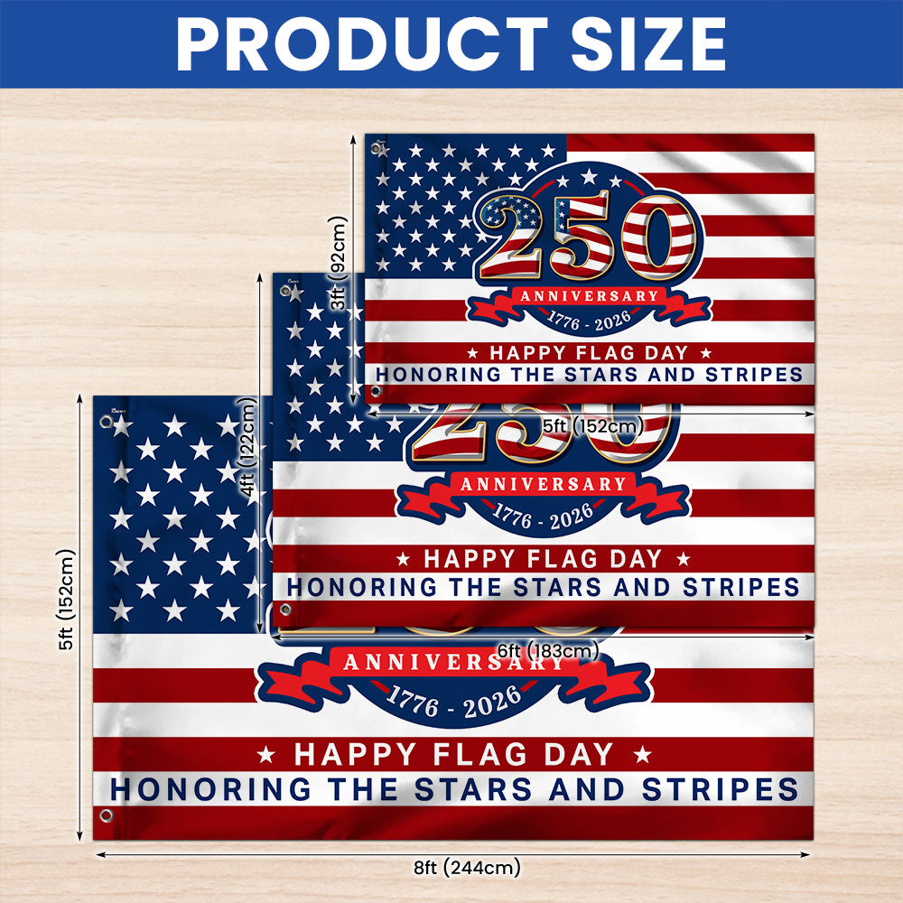 250 Years Flag of the United States, Honoring The Stars and Stripes Decor for National Flag Day