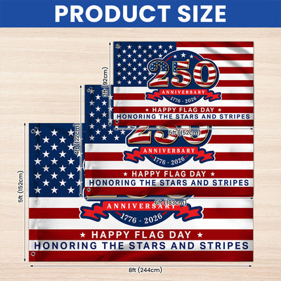 250 Years Flag of the United States, Honoring The Stars and Stripes Decor for National Flag Day