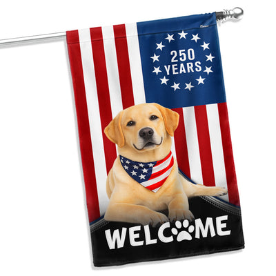 Patriotic Welcome Dog Garden Flag, 250 Years Labrador Retriever Flag Decor for Dog Lovers