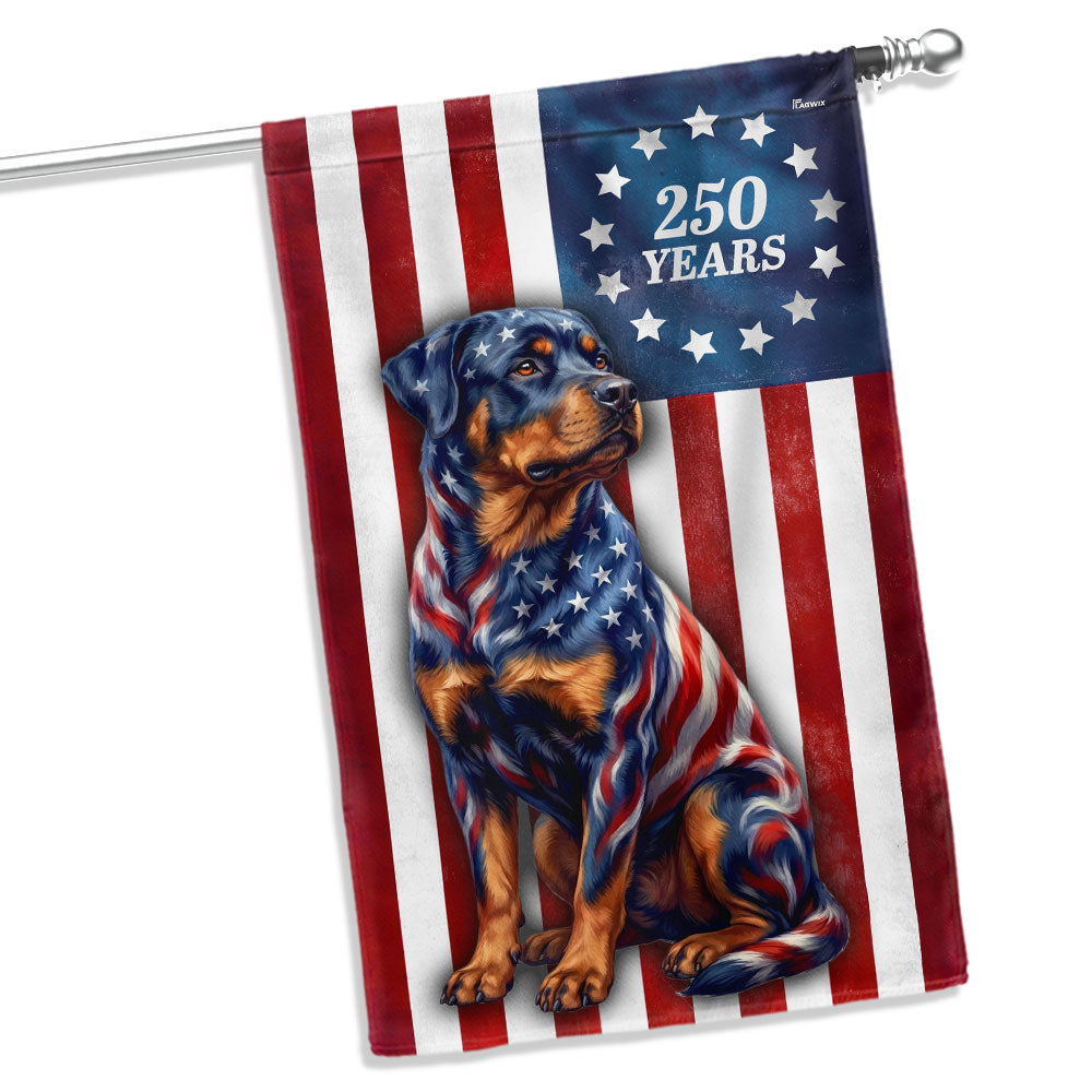 250 Years American Dog Garden Flag, Patriotic Rottweiler Betsy Ross Flag Decor