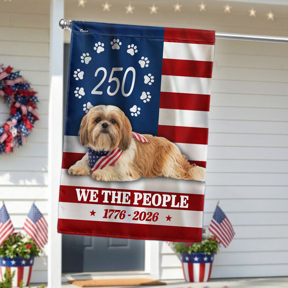 Patriotic American Dog Garden Flag, 250 Years Shih Tzu Dog 1776 2026 Flag