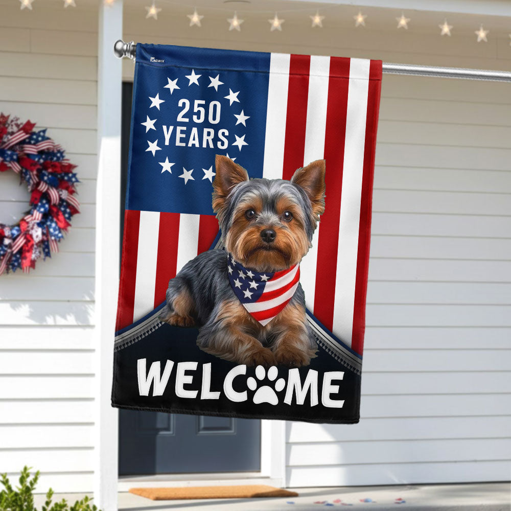 Patriotic Welcome Dog Garden Flag, 250 Years Yorkshire Terrier Flag Decor for Dog Lovers