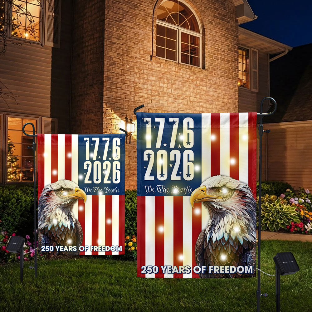 We The People 1776 2026 Flag, 250 Years of Freedom American Solar LED Flag Decor