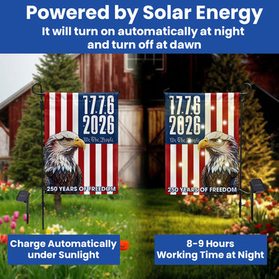 We The People 1776 2026 Flag, 250 Years of Freedom American Solar LED Flag Decor