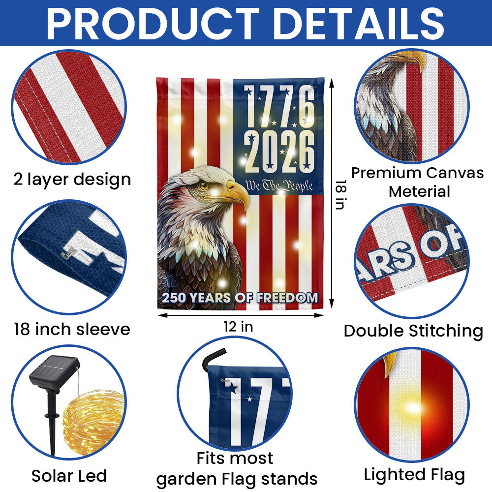 We The People 1776 2026 Flag, 250 Years of Freedom American Solar LED Flag Decor