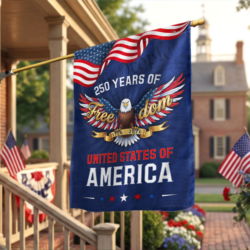 250 Years of Freedom American Flag, Bald Eagle We The People 1776 2026 Flag Decor
