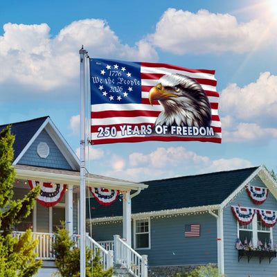 Patriotic 250 Years of Freedom, We The People 1776 2026 American Grommet Flag