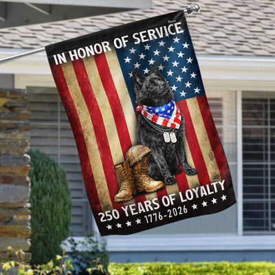 250 Years Patriotic Dog American Garden Flag, US Veteran Schipperke Dog Flag