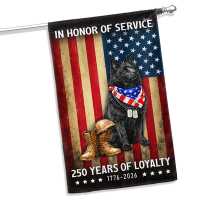 250 Years Patriotic Dog American Garden Flag, US Veteran Schipperke Dog Flag