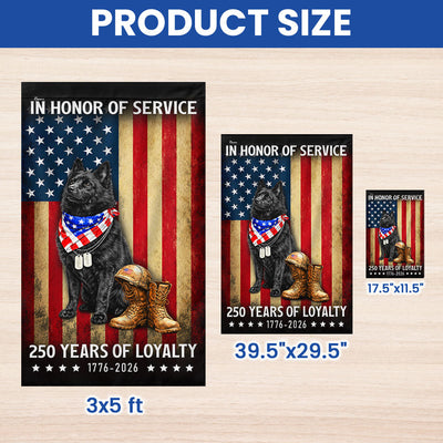 250 Years Patriotic Dog American Garden Flag, US Veteran Schipperke Dog Flag