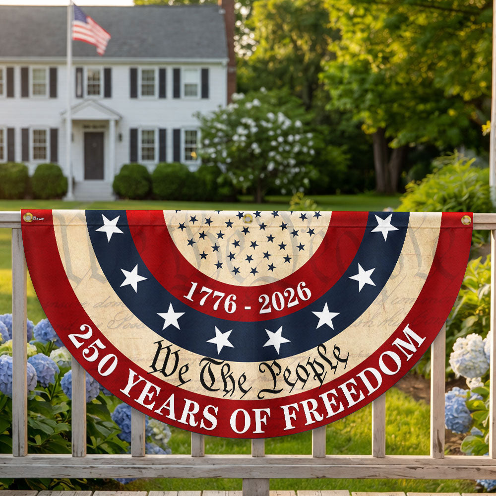 Patriotic We The People American Fan Flag, 250 Years of Freedom 1776 2026 Flag Decor