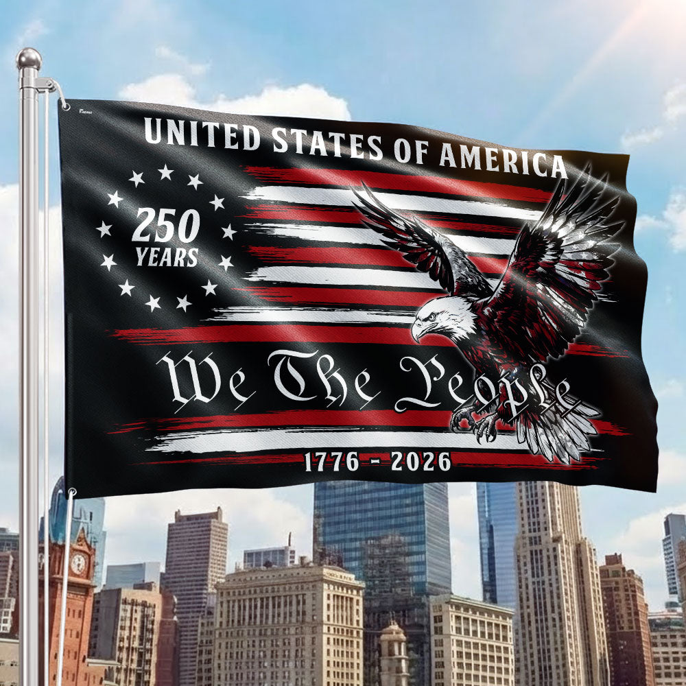 250 Years of America Decor, 1776 2026 We The People Patriotic Grommet Flag