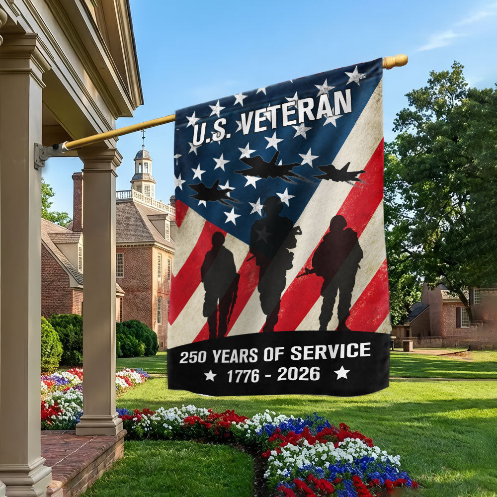 250 Years of Service American Flag, US Veteran 1776 2026 Flag Decor