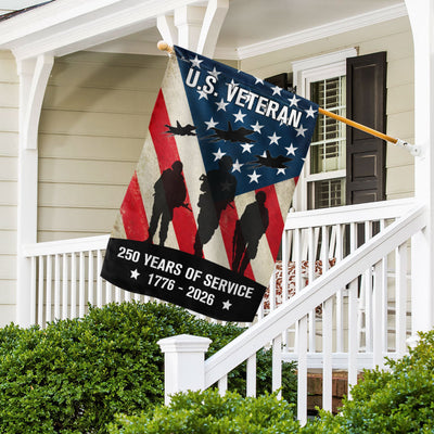 250 Years of Service American Flag, US Veteran 1776 2026 Flag Decor