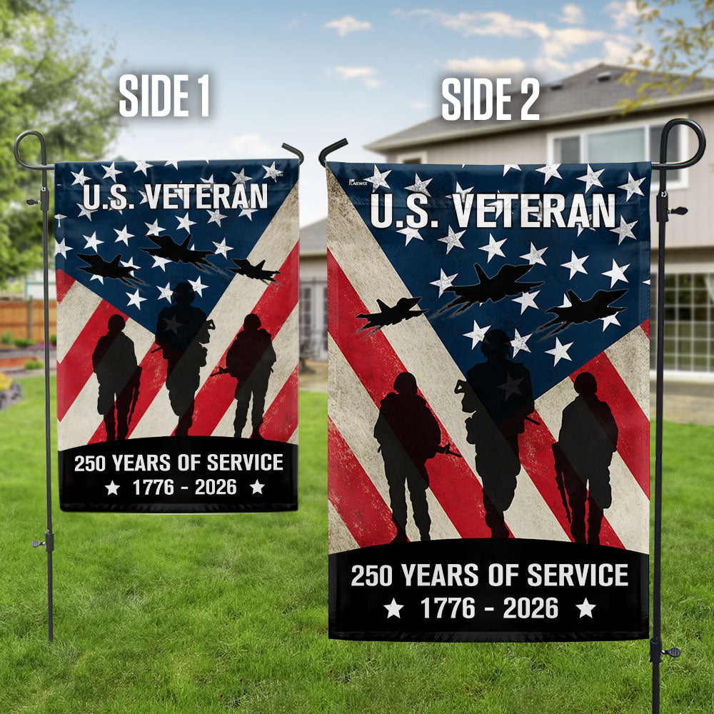 250 Years of Service American Flag, US Veteran 1776 2026 Flag Decor