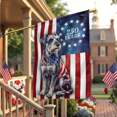 Patriotic Schnauzer Garden Flag, 250 Years 1776 2026 Flag Decor for Dog Lover