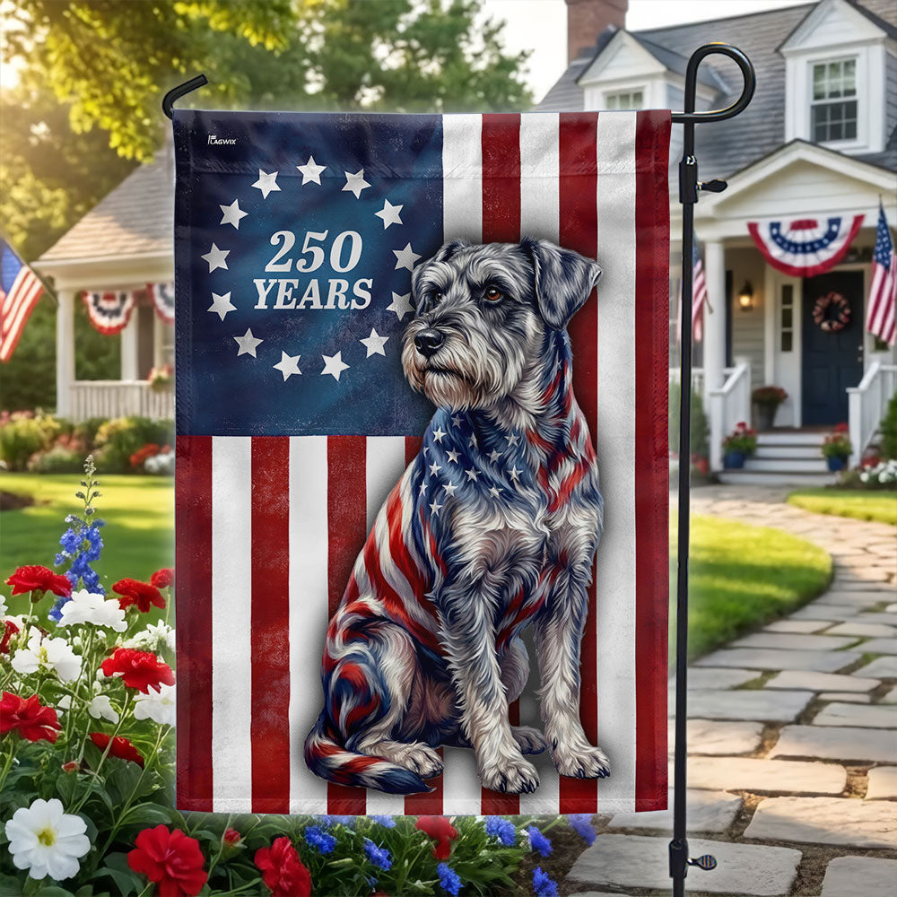 Patriotic Schnauzer Garden Flag, 250 Years 1776 2026 Flag Decor for Dog Lover