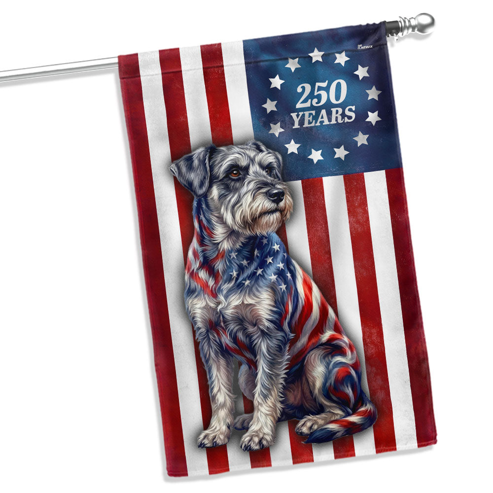 Patriotic Schnauzer Garden Flag, 250 Years 1776 2026 Flag Decor for Dog Lover